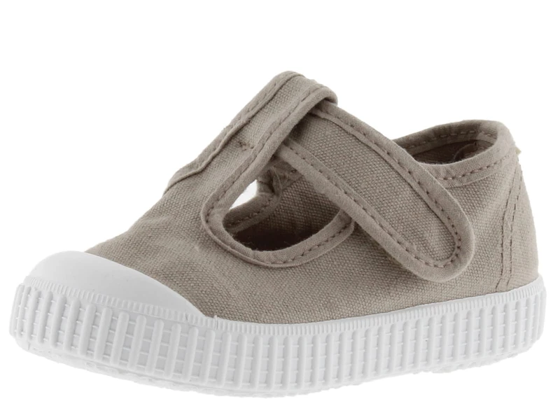 victoria Unisex 1915 Dyed Canvas Mary Janes DREC & Hook-and-Loop Strap & Reinforced Toe 136605 for Kids Beige 32