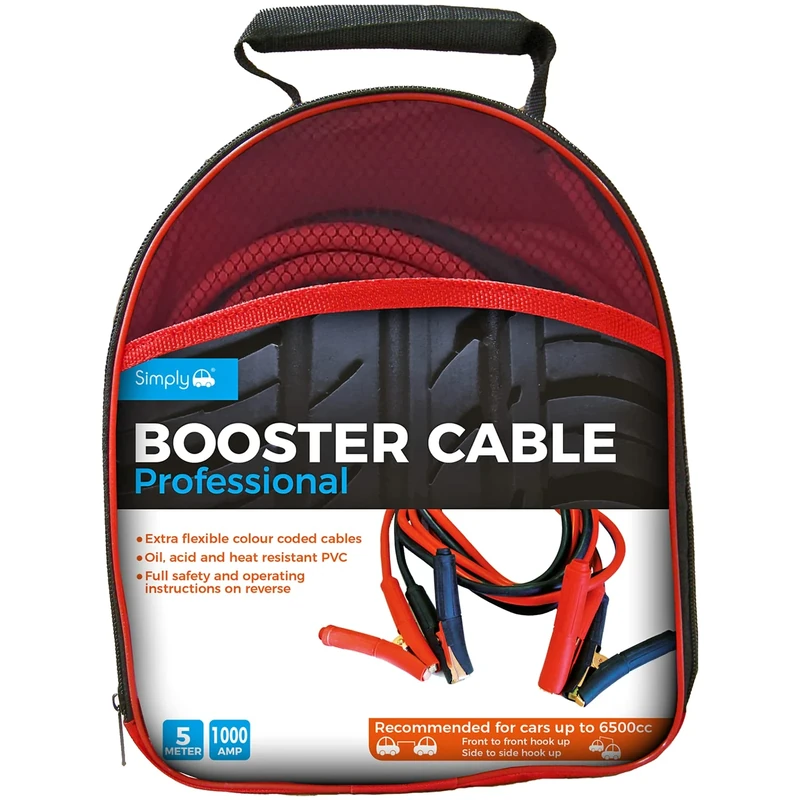 Simply SP1000 Professional Jump Booster Cable - Recommended for cars up to 6500cc - 1000AMPs - 5 Metres