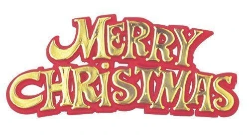 3 x Merry Christmas Red / Gold Motto Cake Decoration