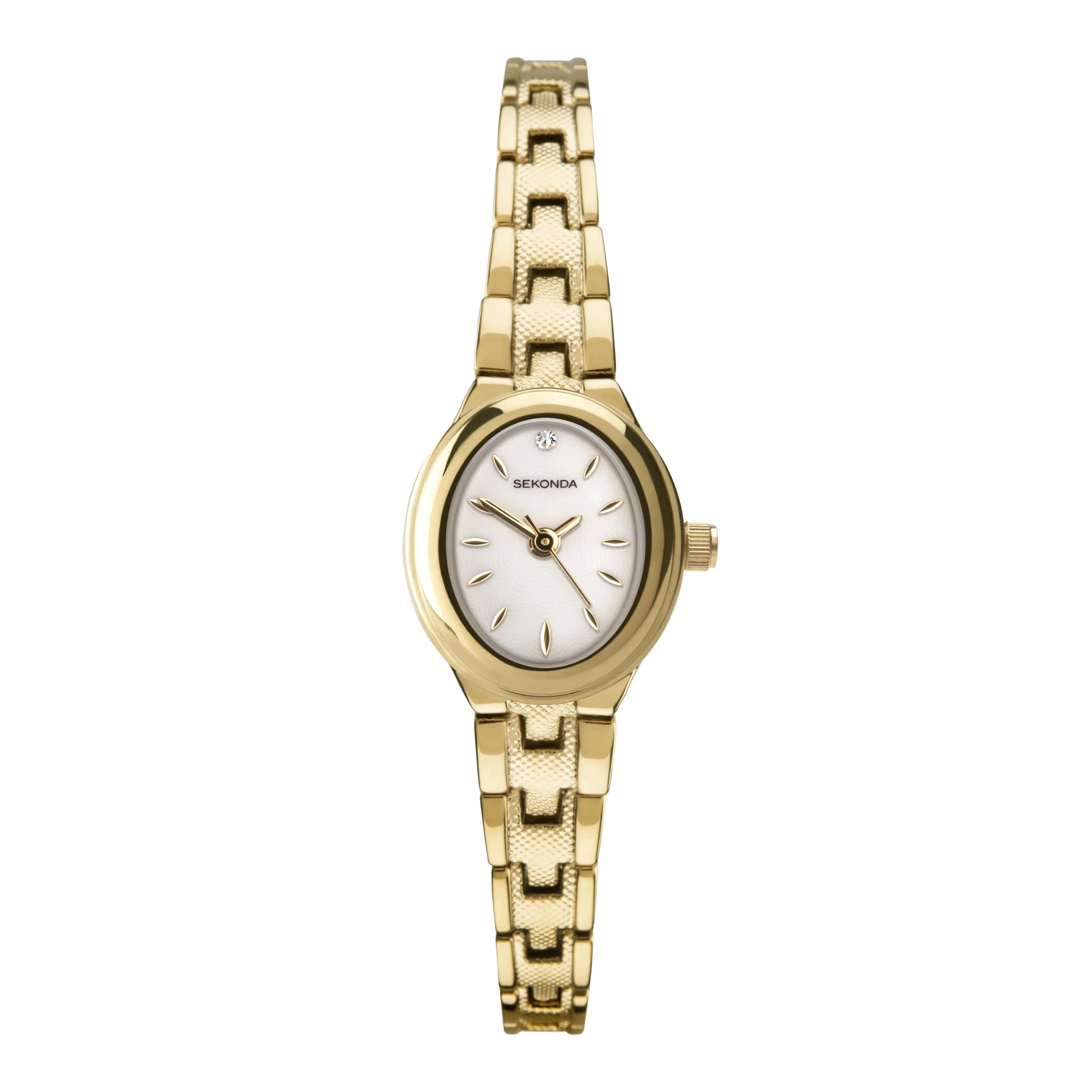 Sekonda Megan 18mm Women's Quartz Watch with Oval Mother of Pearl Dial and Gold Alloy Foldover Clasp Bracelet