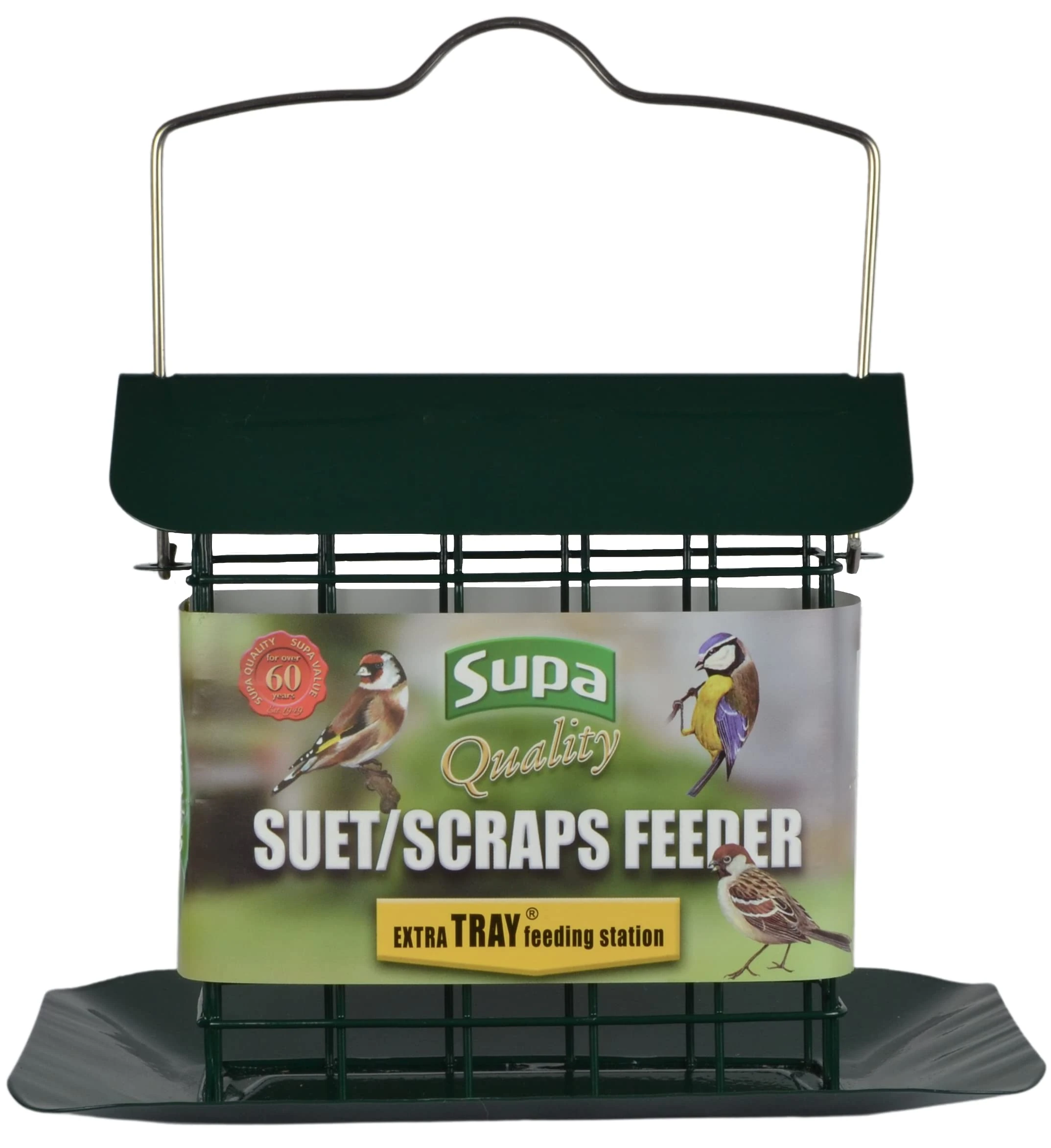 Supa Premium Suet Block and Scrap Feeder with Tray has been specifically designed for the feeding of Suet Blocks & Scraps but can also be used for Fruit, Seed Blocks etc.