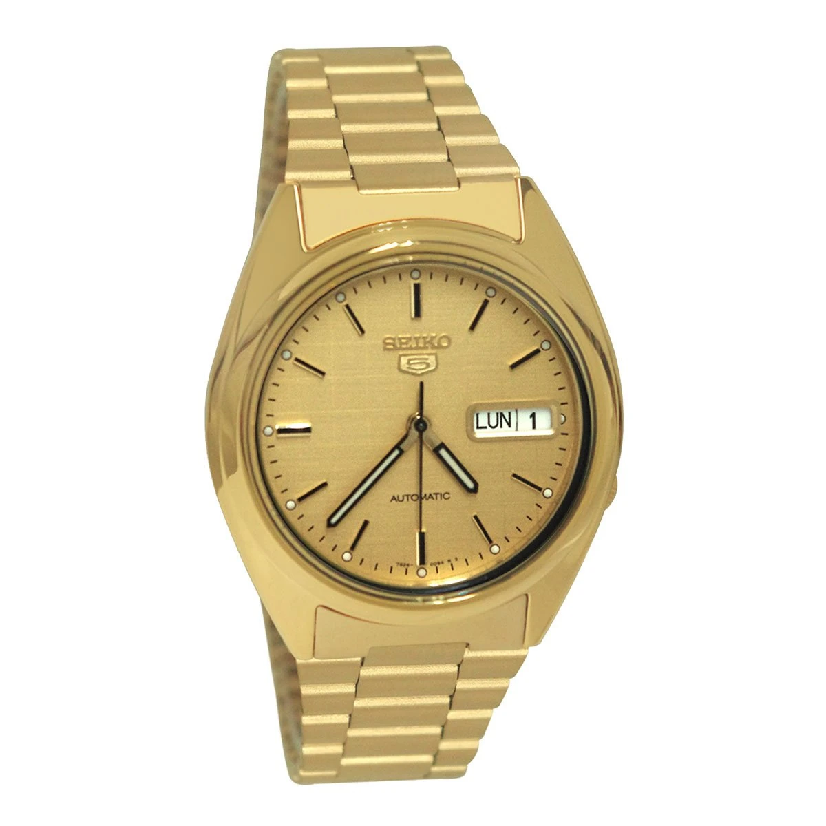 Seiko 5 Mens Analogue Automatic Watch with Stainless Steel Gold Plated Bracelet SNXL72K1