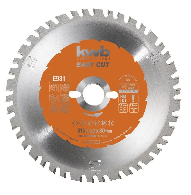 kwb 315 x 30 mm Circular Saw Blade, Made in Germany, Nail-Proof, for Wood with Metal Residue, Universal Blade for Metal, Wood, and Plastics