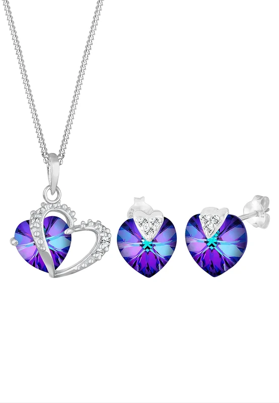 Elli Jewelry Set Hearts Crystals 925 Sterling Silver