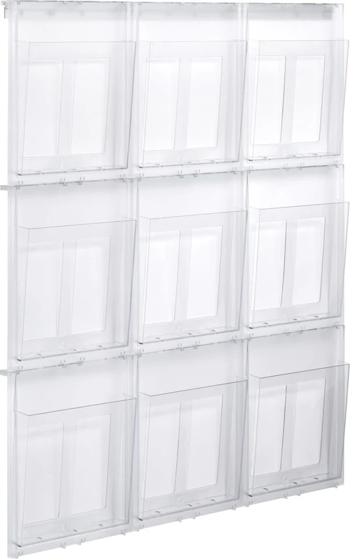 helit Placativ Wall-Mounted Brochure Display Rack, 9 x A4 956 x 280 x 59 MM Transparent, HS812102