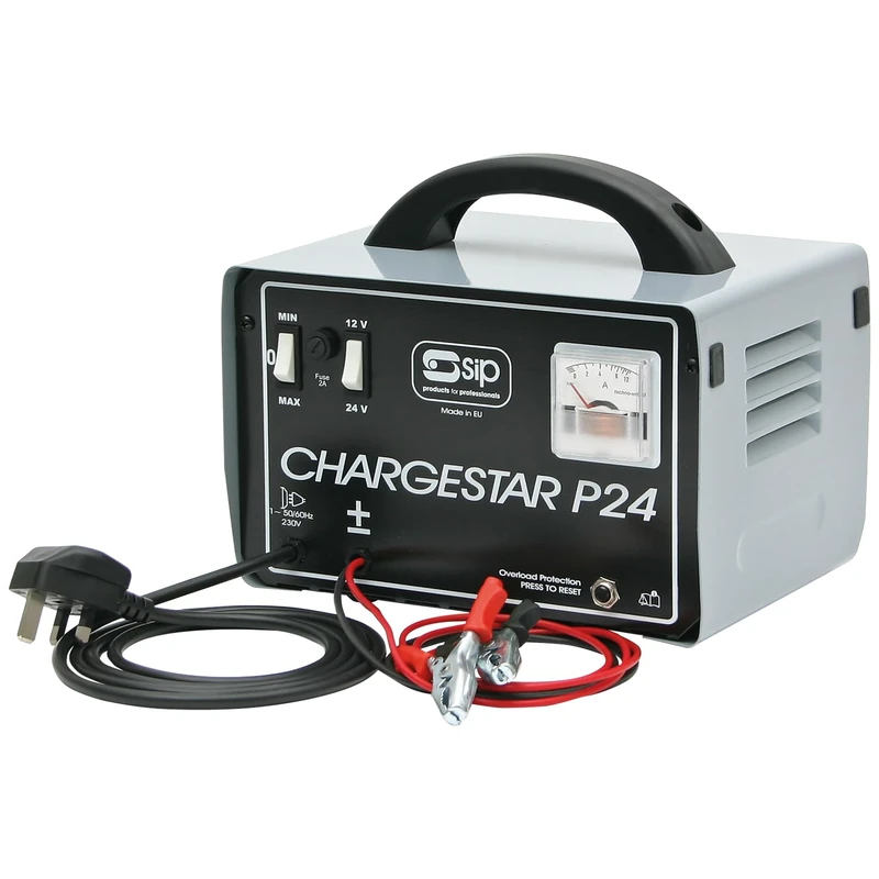 SIP CHARGESTAR P24 Car Battery Charger, 12V / 24V 12.5A 85Ah 2 Charge Rate Settings