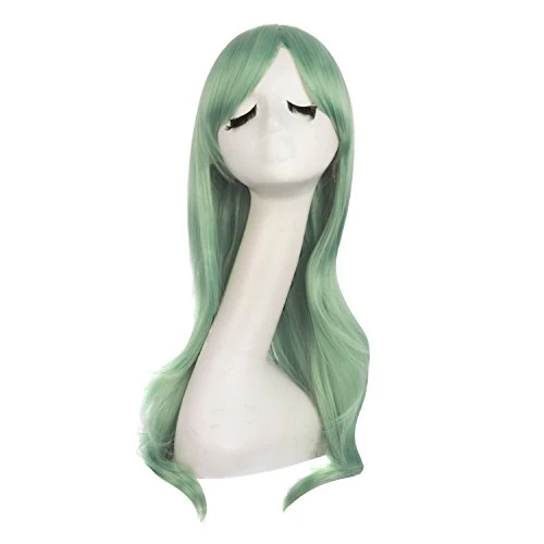 MapofBeauty 28" 70cm Long Curly Hair Ends Costume Cosplay Wig (Celadon Green)