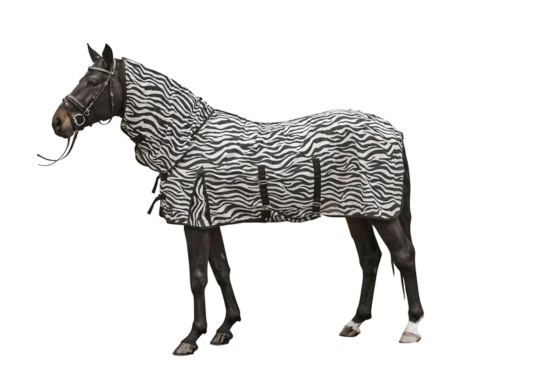 HKM Zebra Fly rug with neck White/Black 4'9