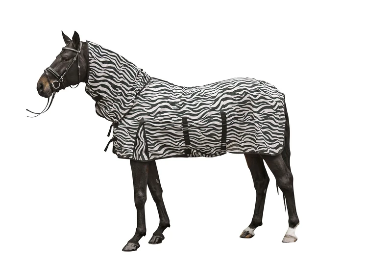 HKM Fly rug -Zebra- with neck EU165/UK7'3/US 87 White/Black - Image 1