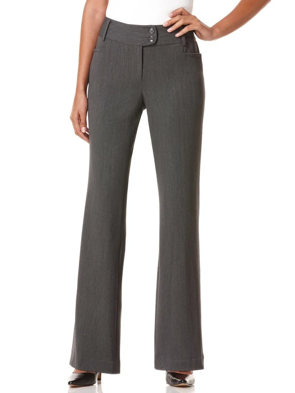 Rafaella Women's Petite Curvy-Fit Gabardine Pant, Graphite, 14 Petite