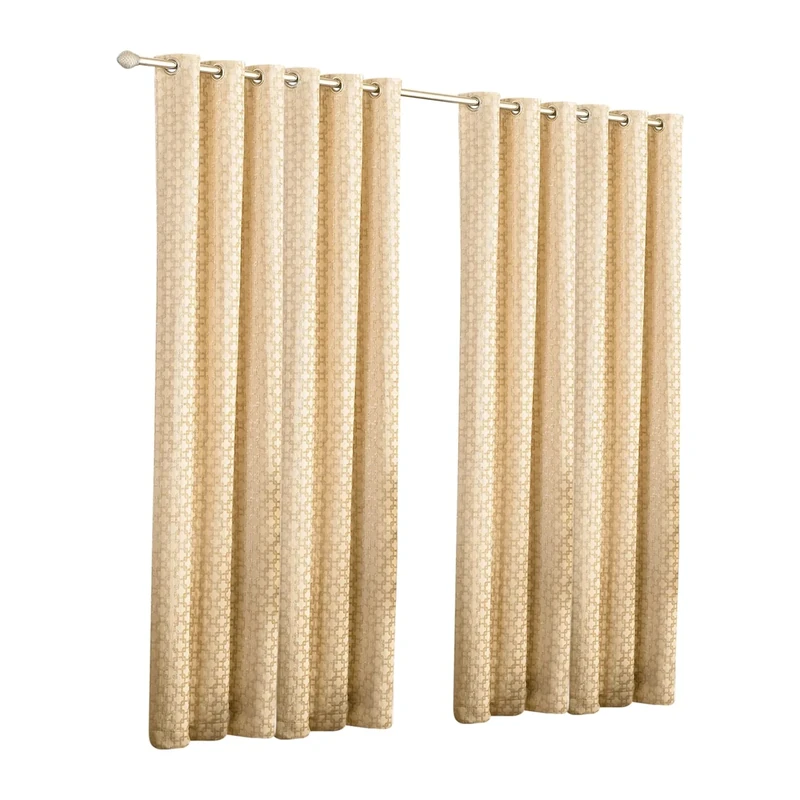 Paoletti Belmont Eyelet Curtain, Beige, 66 x 72-Inch/168 x 183 cm