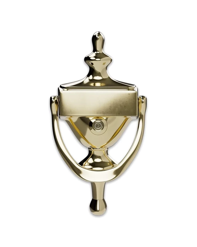 Hillman 852395 Bright Door Knocker, Brass with Viewer, 7 Inches