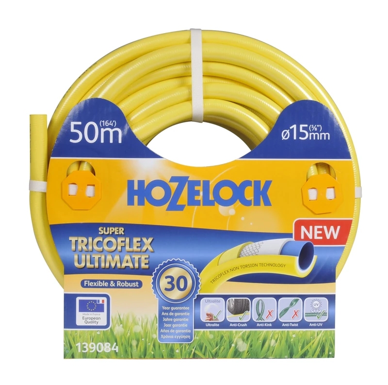 Hozelock Super Tricoflex Ultimate Hose, Yellow, 15 mm x 50 m