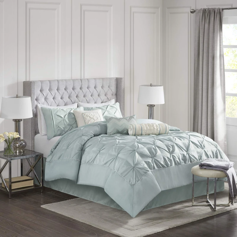 Madison Park All Season Down Alternative Bedding with Matching Shams, Decorative Pillow, Polyester, Seafoam, King(104"x92")