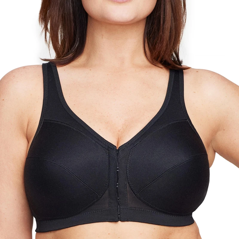 Glamorise MagicLift Front-Closure Posture Back Wirefree Bra 1265 (Women's & Women's Plus) Black - Image 1