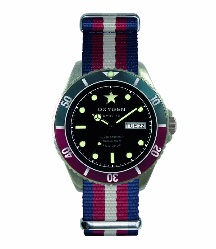 Oxygen Flag Unisex Quartz Watch with Black Dial Analogue Display and Multicolour Nylon Strap EX-DV-FLA-41-NAREIV