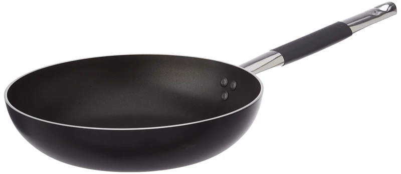 Pentole Agnelli Aluminium 3 Mm. Thick Fondo Induction Black Straight Frying Pan With Cool Handle, Diameter 28 Cm.
