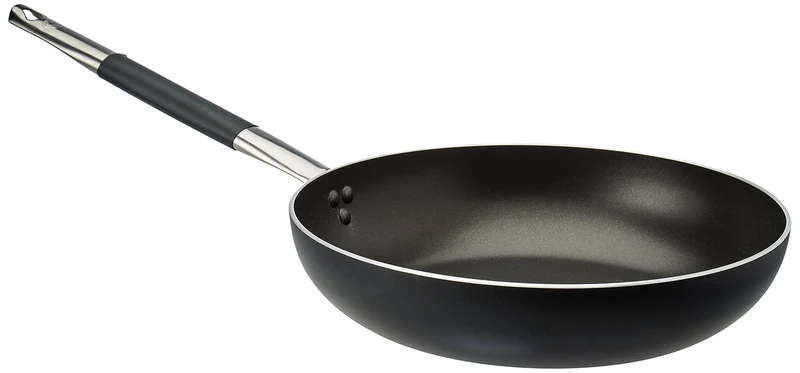 Pentole Agnelli Aluminium 3 Mm. Thick Fondo Induction Black Straight Frying Pan With Cool Handle, Diameter 32 Cm.