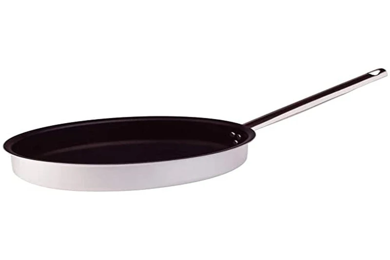 Pentole Agnelli Professional Aluminium Anti - Adherent 3 mm. Oval Fish Pan with Tubular Handle, Diameter 30 cm.