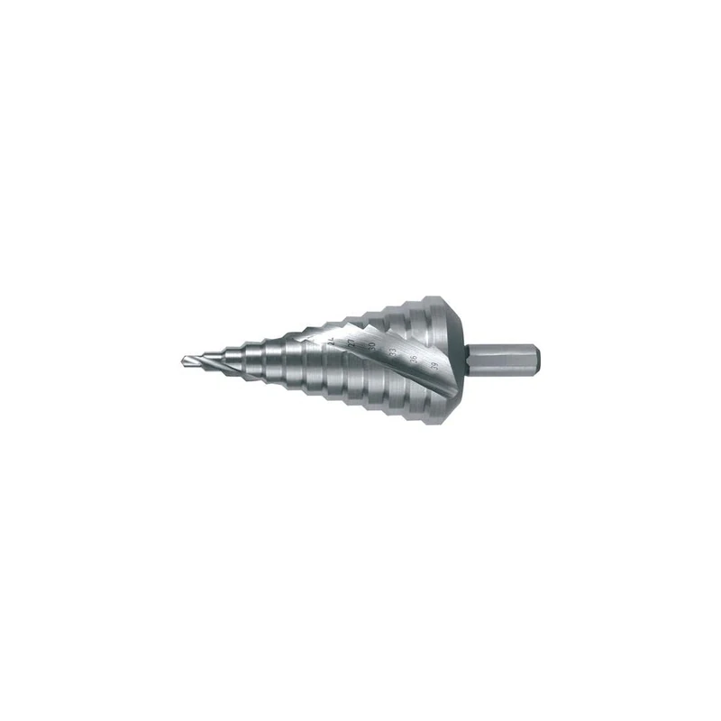 RUKO HSSE-Co 5 Spiral Fluted Step Drill Bit with Split Point, Bright Finish, 4.0-39.00 mm Diameter, Size 5, 107.0 mm Length, R101056E