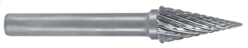 RUKO Tungsten Carbide Rotary Burr with Cross Teething, M Cone (SKM) Shape, Bright Finish, 16.0 mm Diameter, 70 mm Length, R116039