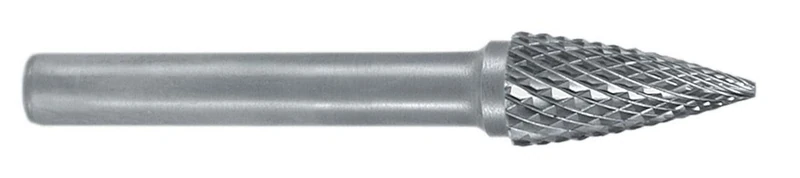 RUKO Tungsten Carbide Rotary Burr with Cross Teething, G Tree (SPG) Shape, Bright Finish, 16.0 mm Diameter, 70 mm Length, R116029