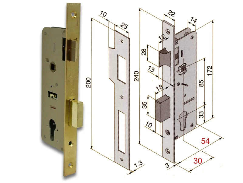 Welka 15880-30 015 Sashlock, Part 8 mm Electro Brassed 30 mm