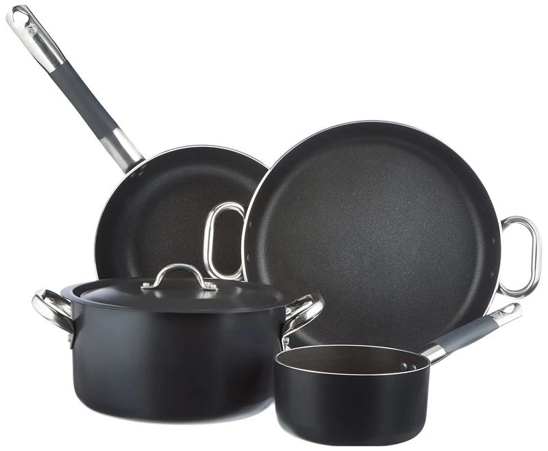 Pentole Agnelli ALSASETALBLACK4 All Black Set for 4 People, 3 mm, 5 Pieces