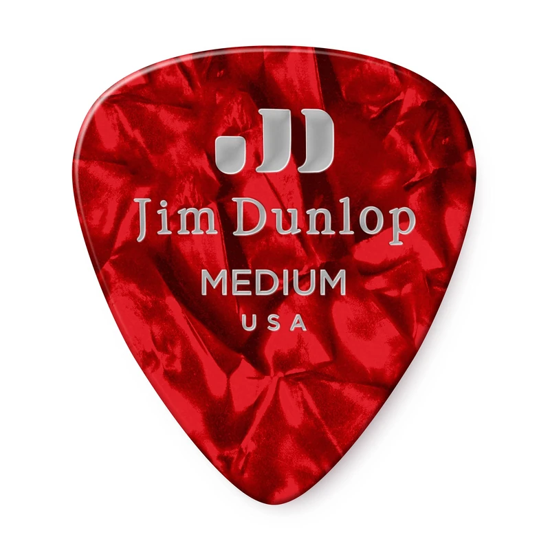 Dunlop 483R09MD Genuine Celluloid, Red Pearloid, Medium, 72/Bag