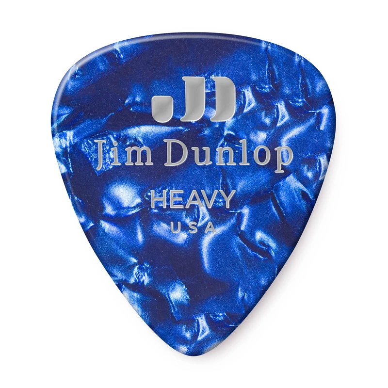 Dunlop 483R10HV Genuine Celluloid, Blue Pearloid, Heavy, 72/Bag