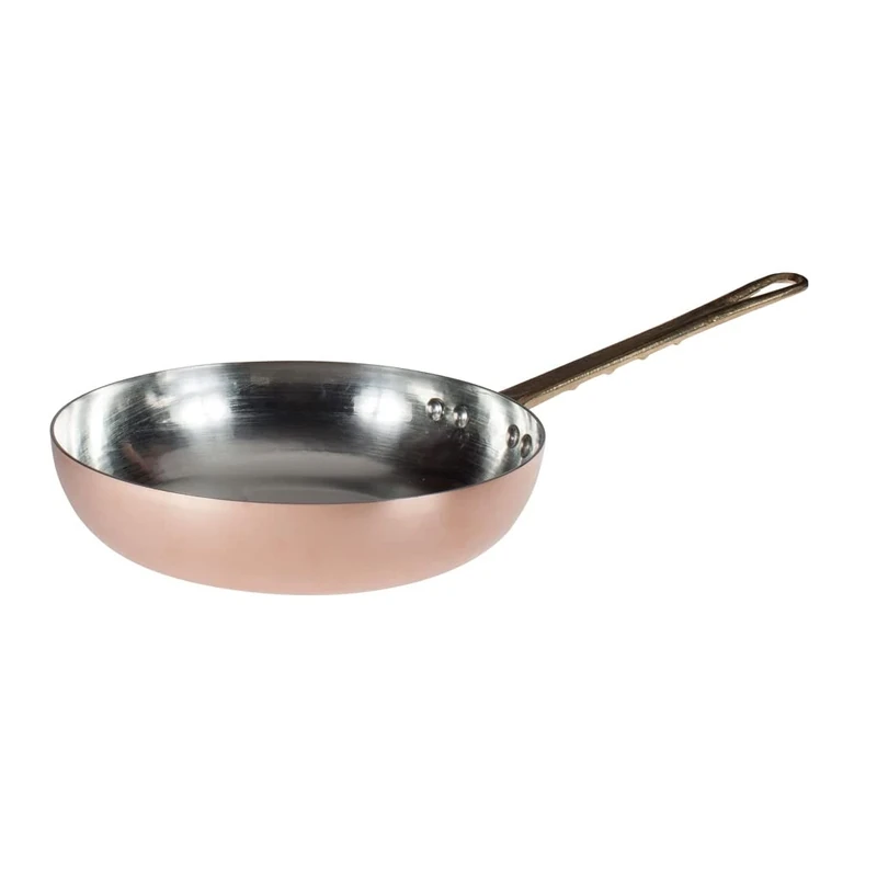 Pentole Agnelli ALCM111BM36 High Countersunk Pan, Salt-Tinned Copper, with Brass Tubular Handle, 36 cm