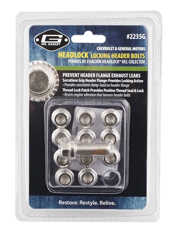 Mr. Gasket 2235G Headlock Locking Header Bolt, (Set of 12)
