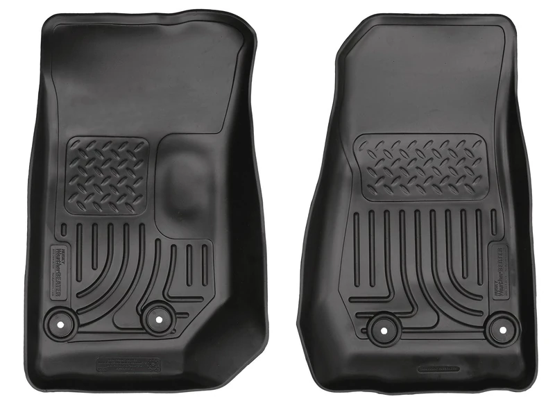 Husky Liners Weatherbeater | Fits 2014-2017 Jeep Wrangler, 2018 Jeep Wrangler JK, Front Floor Liners - Black, 2 pc. | 18041