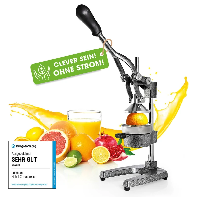 Lumaland Professional Manual Juicer cast iron Orange Juice Extractor With Hand Press Gear Citrus Juicer 6,5 Kg