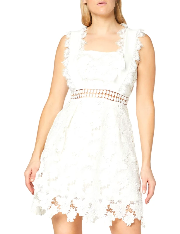 Foxiedox Women's Lonely Planet Cord Pinafore Dress, White (White), 12 (Size:Large)