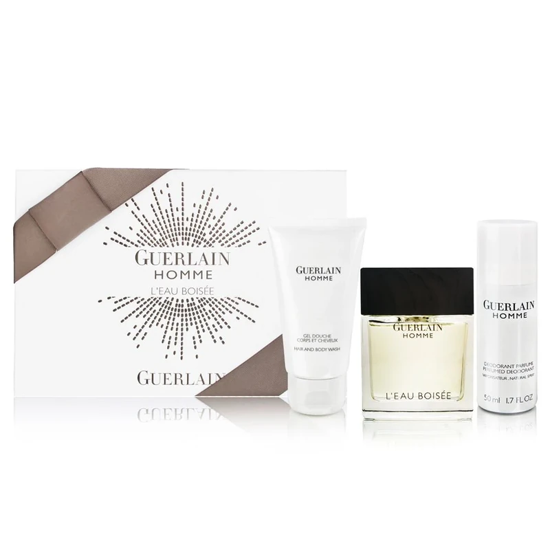 Guerlain Homme L'Eau Boisee Eau de Toilette, Shower Gel and Deodorant For Him, 80 ml
