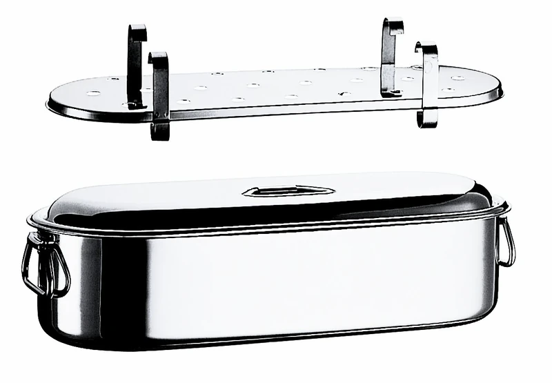 MEPRA 50 cm Stainless Steel Fish Cooker with Grill and Lid, Silver