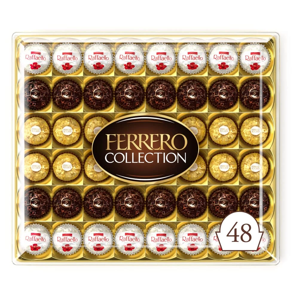 Ferrero Collection Pralines, Chocolate Gift, Wedding Gifts, Chocolate Hamper, Gifts for Women and Men, Coconut Raffaello and Dark Chocolate Rondnoir, Box of 48 (518g)