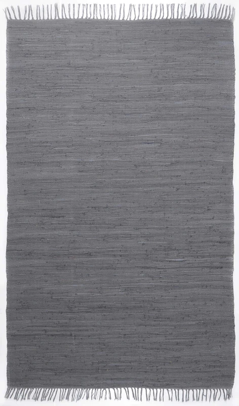 Dhurry Fleckerl Flat Weave Rug Made of 100% Cotton; Handwoven, Washable, Reversible | 160 x 230 cm; Anthracite | Happy Cotton