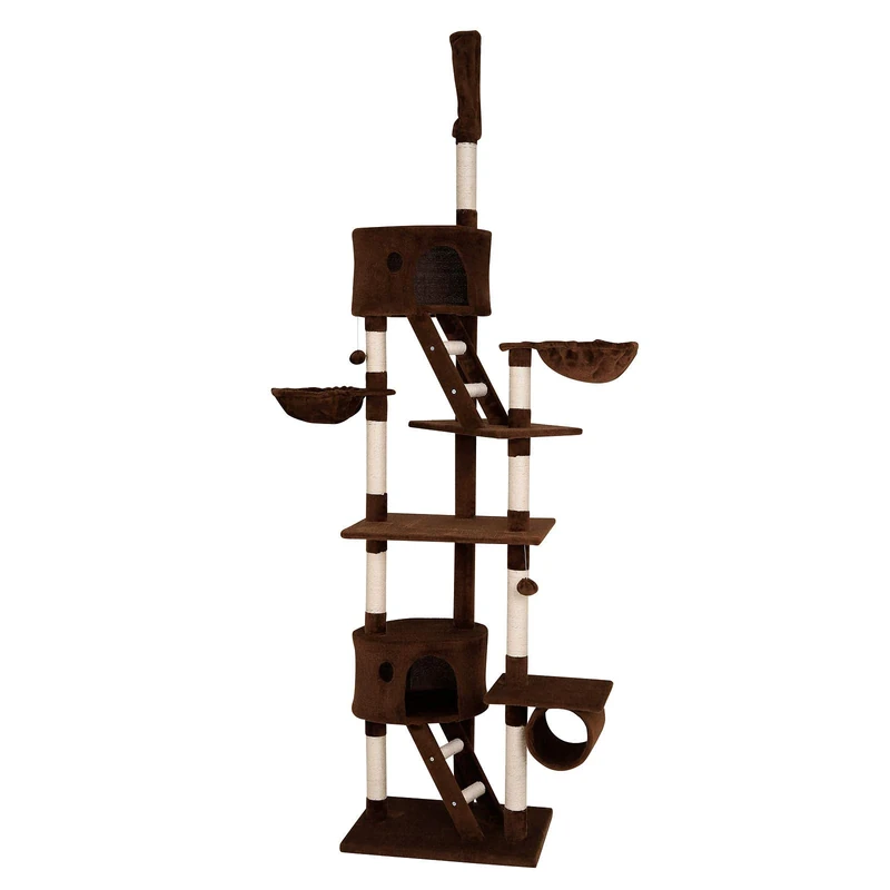 lionto dibea Cat Tree Activity Centre High Ceiling Scratching Post, 240 to 260 cm, Brown