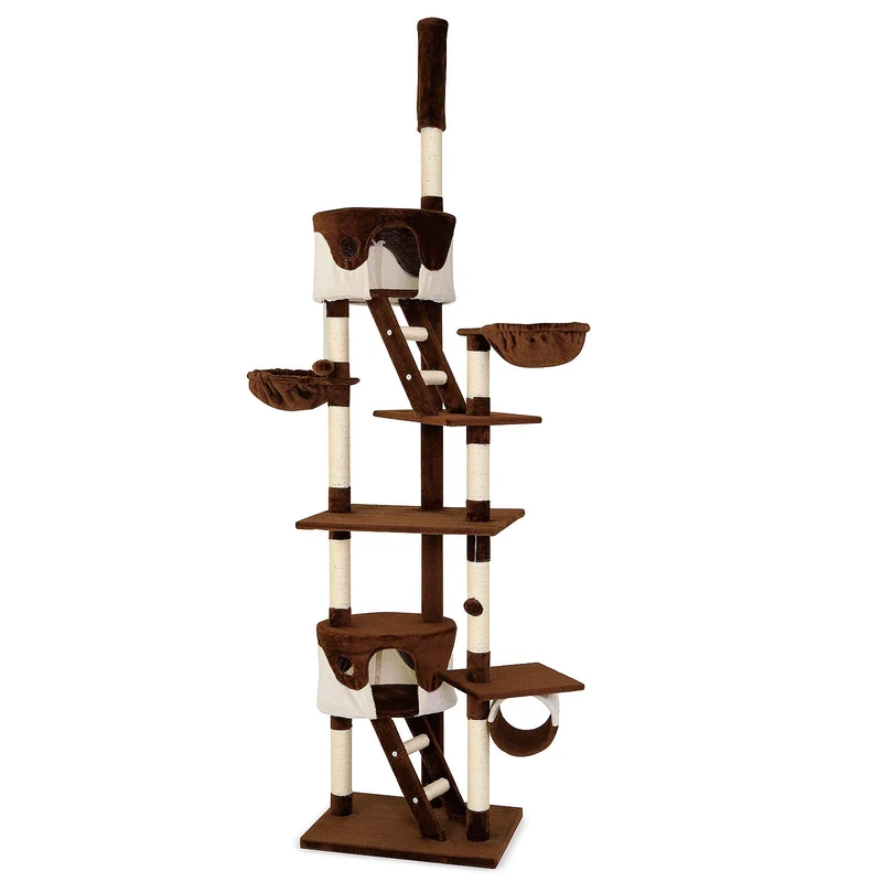 lionto dibea Cat Tree Activity Centre High Ceiling Scratching Post, 240 to 260 cm, Brown/Beige
