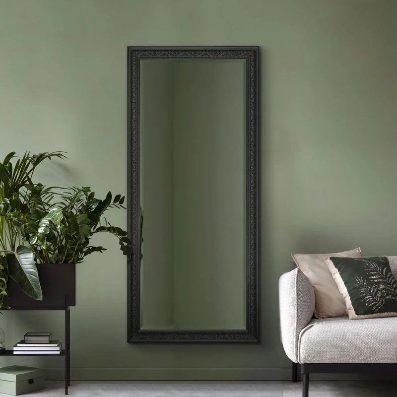 Large Antique Design Full Length Wall Mirror, Black, 160 x 73 cm