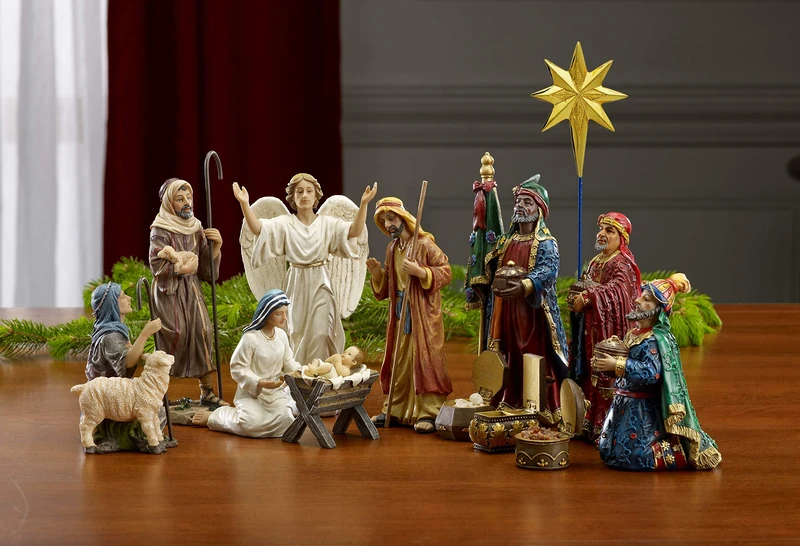 Three Kings Gifts 7 Inch Figures Real Life Nativity Including Chest Of Gold, Frankincense & Myrrh