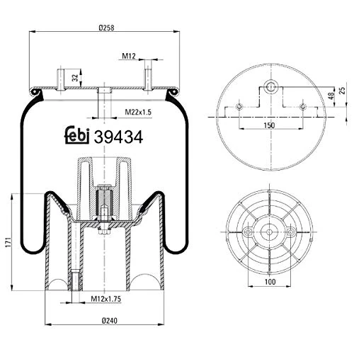 febi bilstein 39434 Air Spring with plastic piston, pack of one