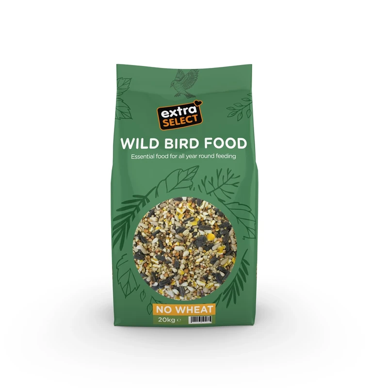 Extra Select No Wheat Wild Bird Food: Wheat Free Bird Seed for All Seasons, mixed Bird Feed - 20kg (Packing May Vary)