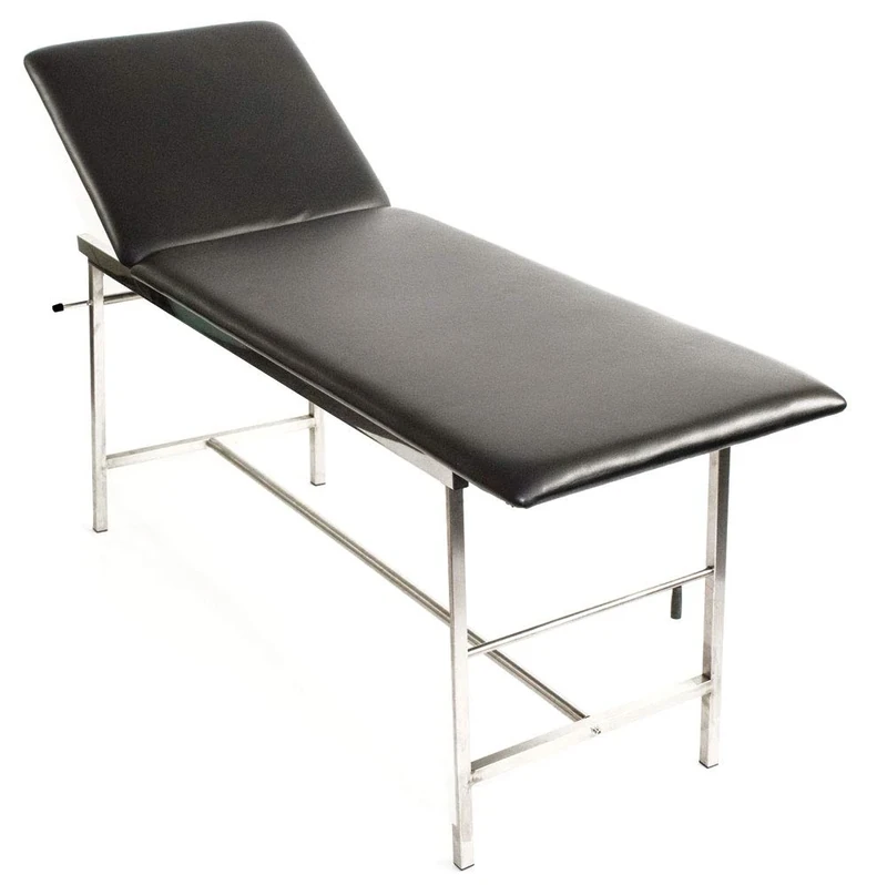 Reliance Medical Relequip Medical Examination Couch, Fixed Height, Adjustable Backrest, Black - Ideal for GP Surgeries & First Aid Rooms
