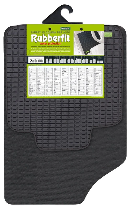 Cora Coppia Tappeti Anteriori Rubberfit Fit-7, Nero