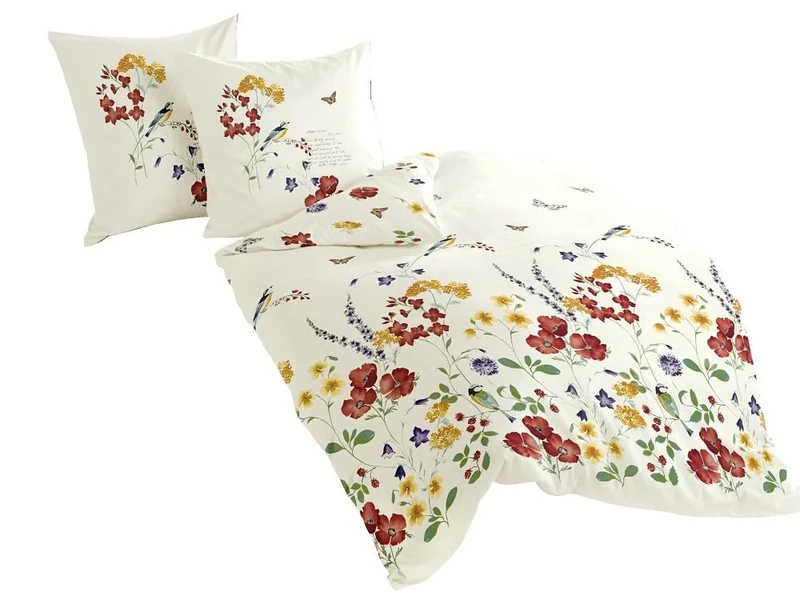 Bierbaum Maco Satin bed linen 6477 colourful 01, mako satin, multicoloured, 200 cm x 200 cm