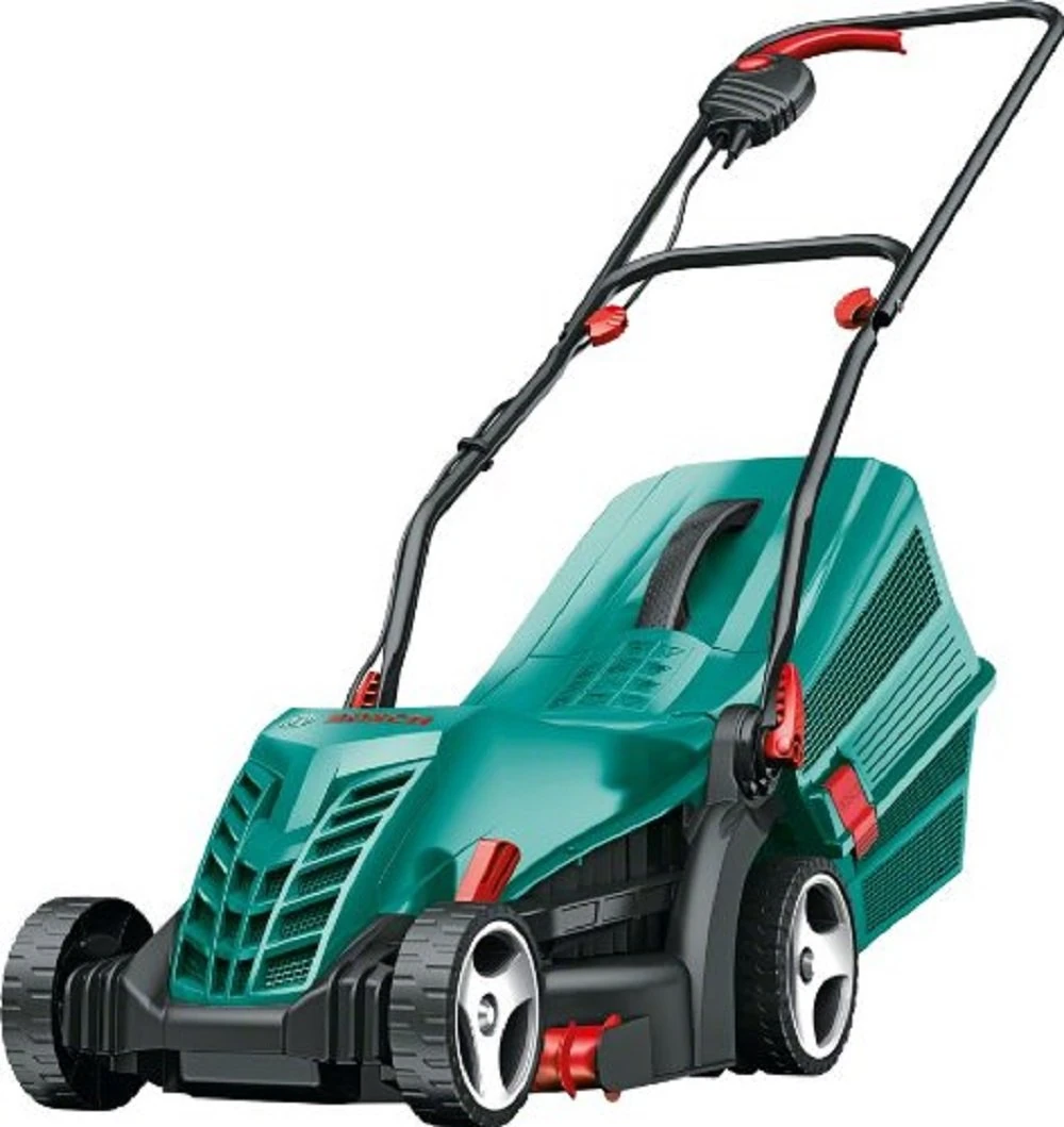 Bosch Electric Lawnmower Rotak 34 R (1300 W, Cutting width: 34 cm, 20-70 mm adjustable cutting height, In carton packaging)