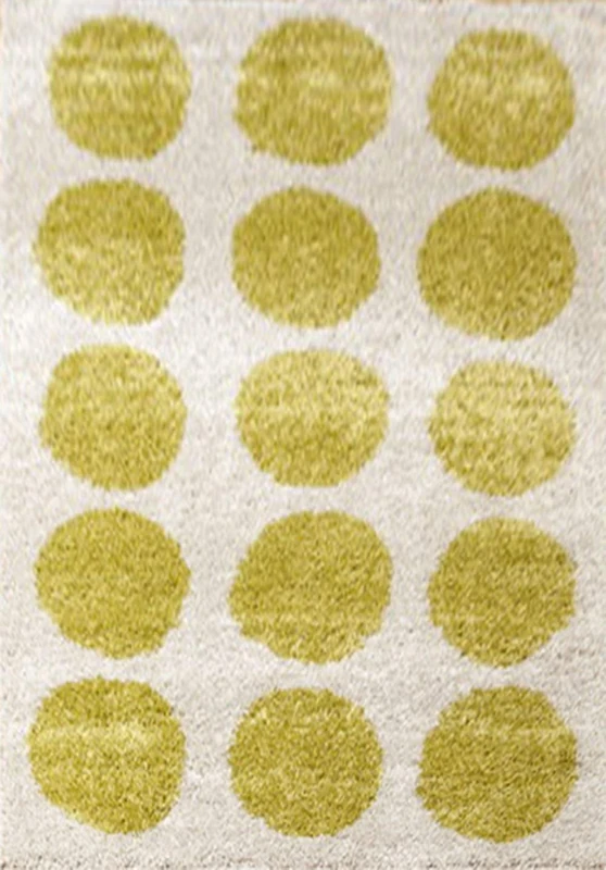 Aspect Abacus-Modern Thick Rug Pattern-Beige with Green Dots 120x170cm